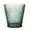 Verre 32cl en verre motif fleur en relief Ø8,6xH9cm (2 modèles)