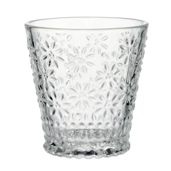 Verre 32cl en verre motif fleur en relief Ø8,6xH9cm (2 modèles)