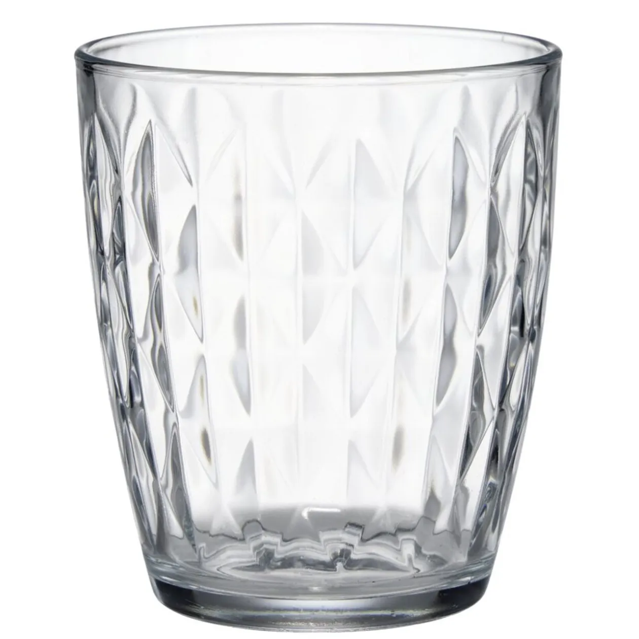 Verre 34cl x6 losange relief en verre transparent Ø8,5xH10cm