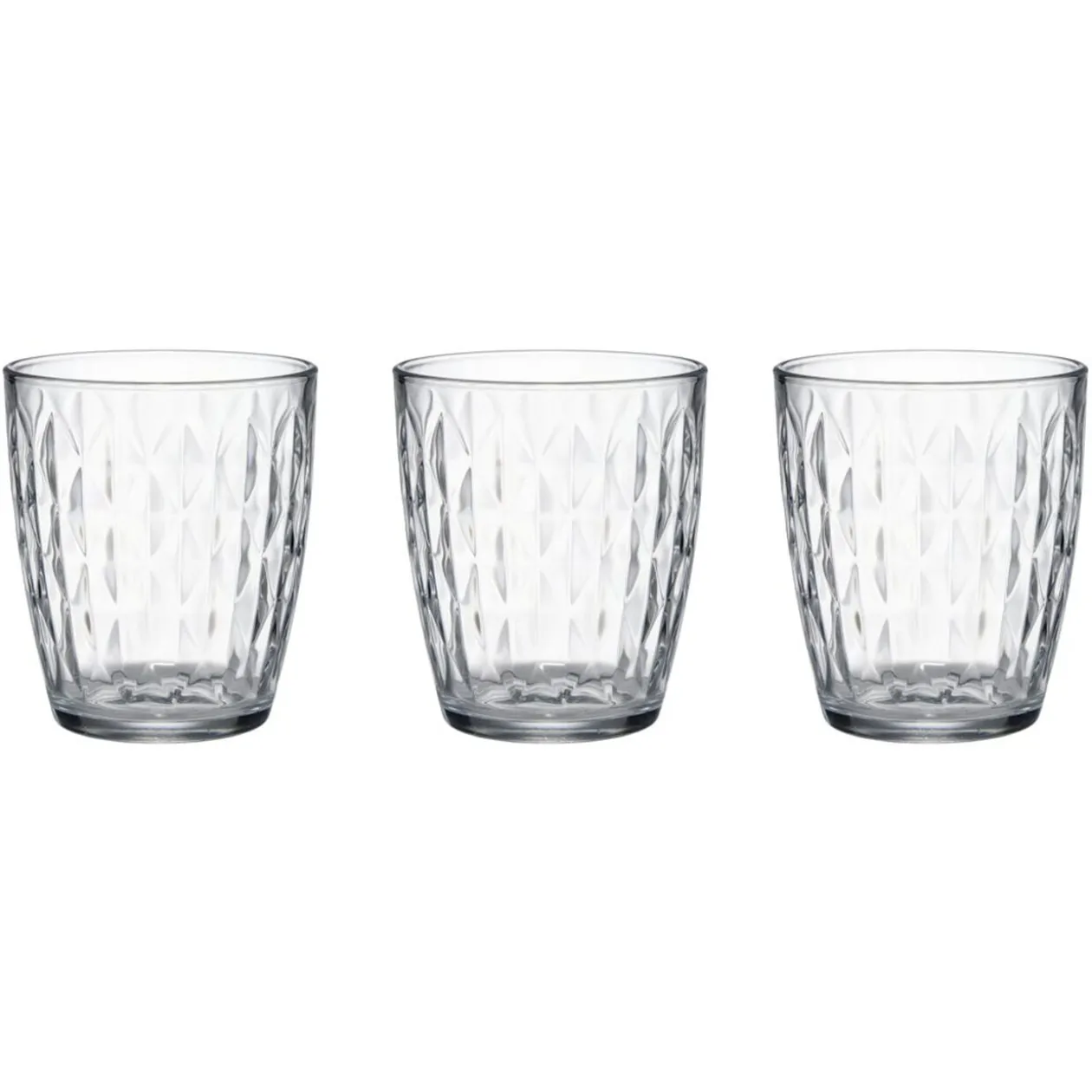 Verre 34cl x6 losange relief en verre transparent Ø8,5xH10cm