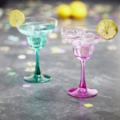 Verre à cocktail sur pied x2 en verre rose et vert 240ml < Gifi Hot