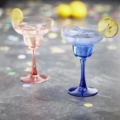 Verre à cocktail sur pied x2 en verre rose et vert 240ml < Gifi Hot