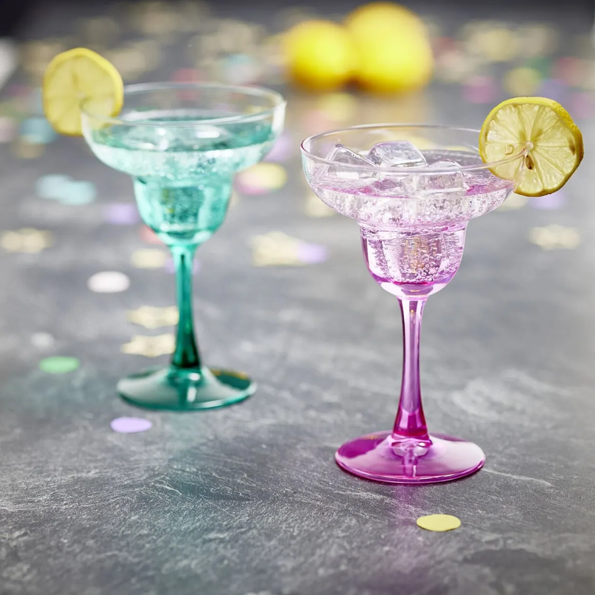 Verre à cocktail sur pied x2 en verre bleu et orange 240ml < Gifi Hot