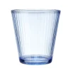 Verre en verre design nervuré bleu Ø9xH9,5cm