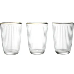 Verre haut strié bord doré 39,5cl Ø8,5cm H12cm