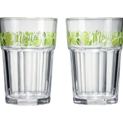 Verre Mojito transparent inscription et motif citron x2