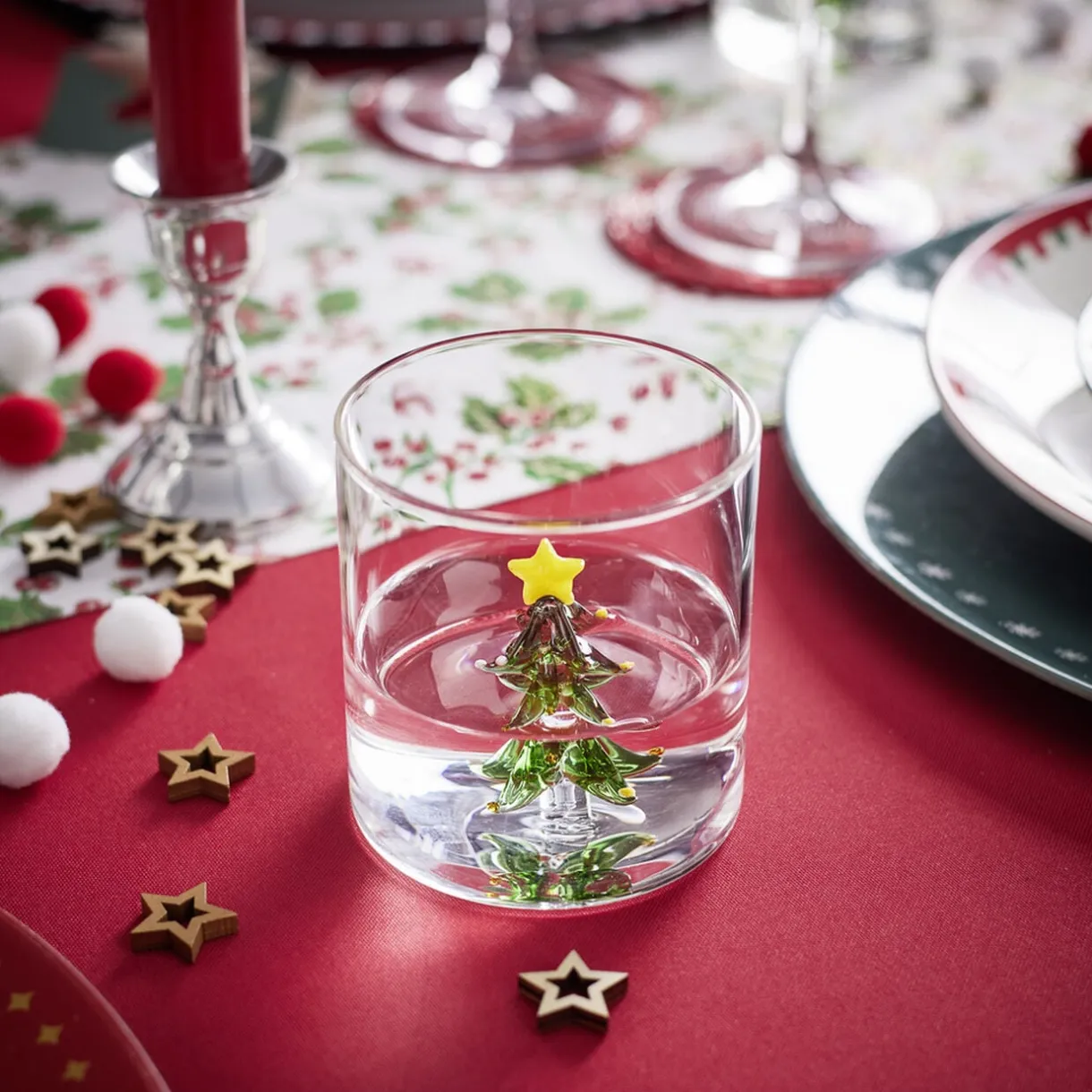 Verre Noël transparent avec centre sapin 3D Ø8xH8,5cm < Gifi Sale