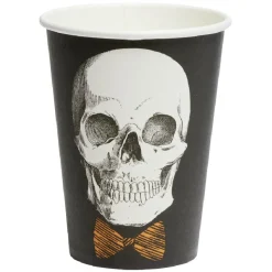 Verre papier Halloween imprimé squelette gentleman noir et blanc x8