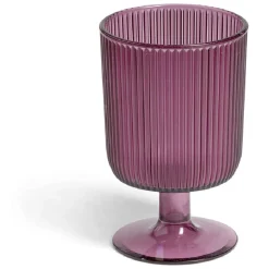 Verre à pied strié 300ml plastique Ø8xH12,5cm- 3 coloris