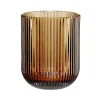 Verre strié x2 marron ambré Ø6xH9,5cm