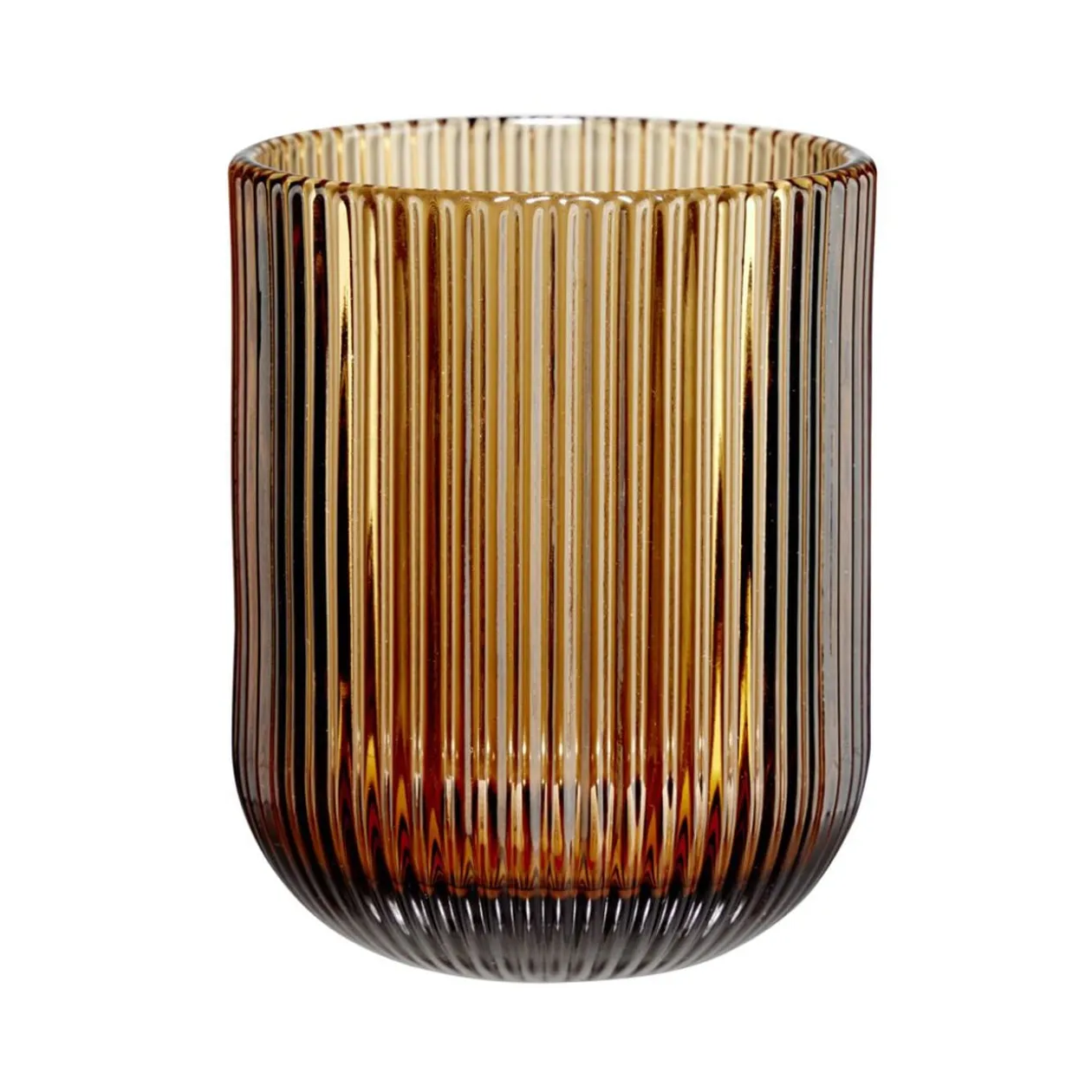 Verre strié x2 marron ambré Ø6xH9,5cm