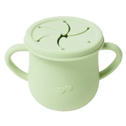 Verre tasse bébé d'apprentissage avec couvercle et anses en silicone H11cm