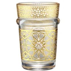 Verre à thé 110ml x6 en verre transparent finition dorée Ø6xH9cm < Gifi New