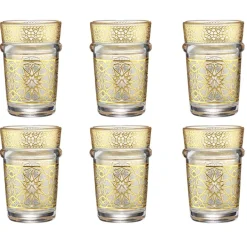Verre à thé 110ml x6 en verre transparent finition dorée Ø6xH9cm < Gifi New