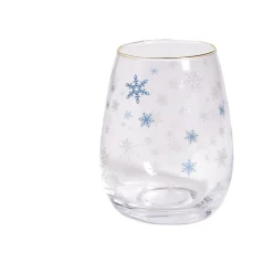 Verre transparent bord doré avec motifs flocons de neige 46cl < Gifi Outlet