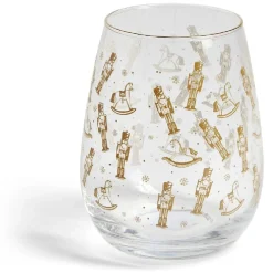 Verre transparent motif Noël doré 46cl (2 modèles)
