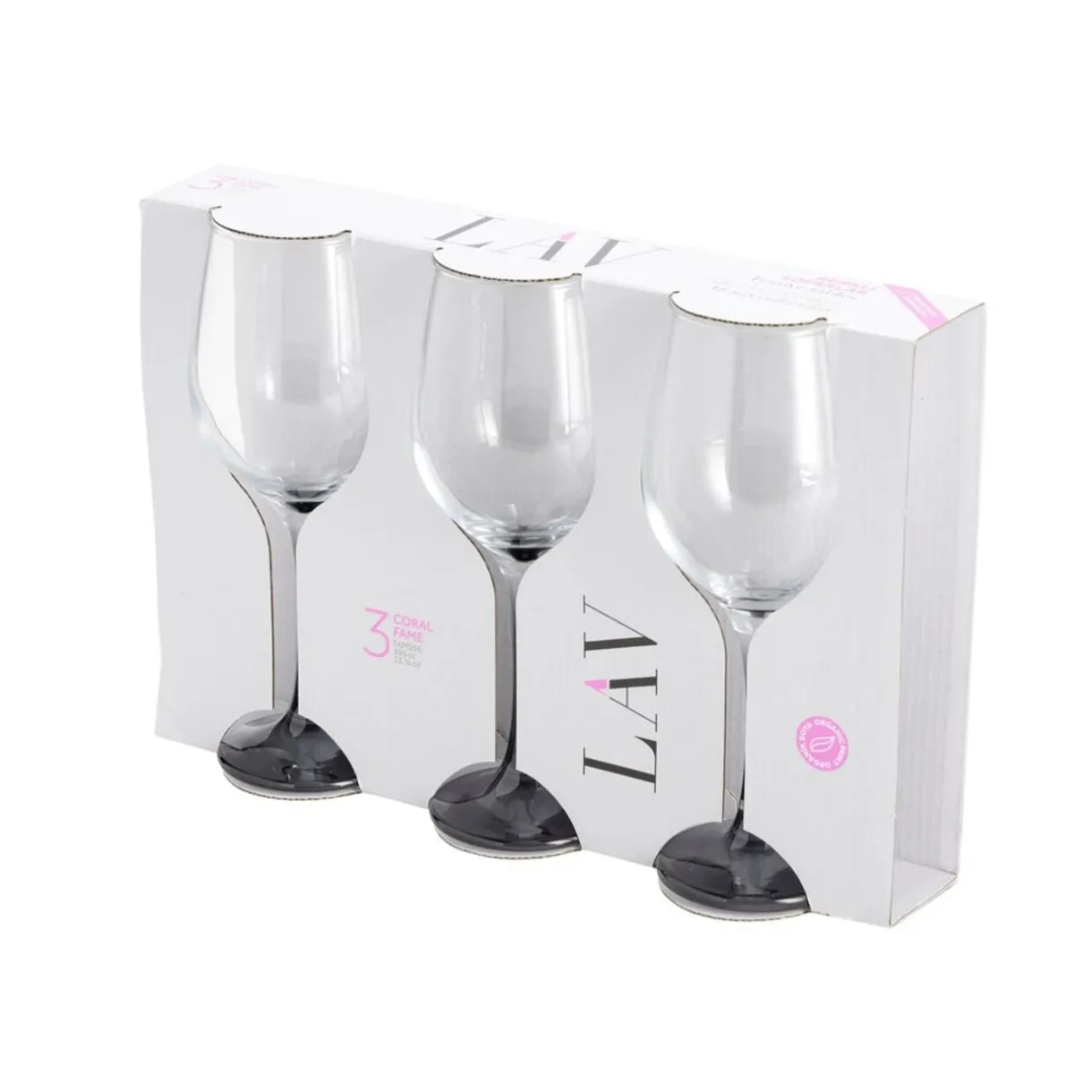 Verre à vin x3 avec pied gris fumé 39,5cl < Gifi Hot