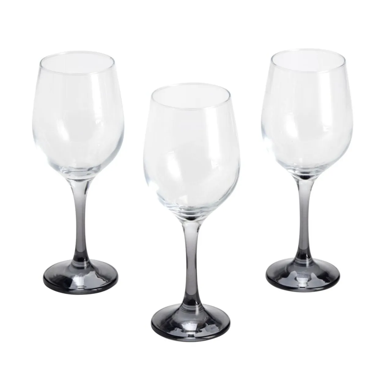 Verre à vin x3 avec pied gris fumé 39,5cl < Gifi Hot