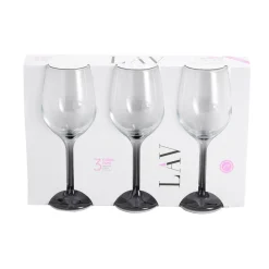 Verre à vin x3 avec pied gris fumé 39,5cl < Gifi Hot