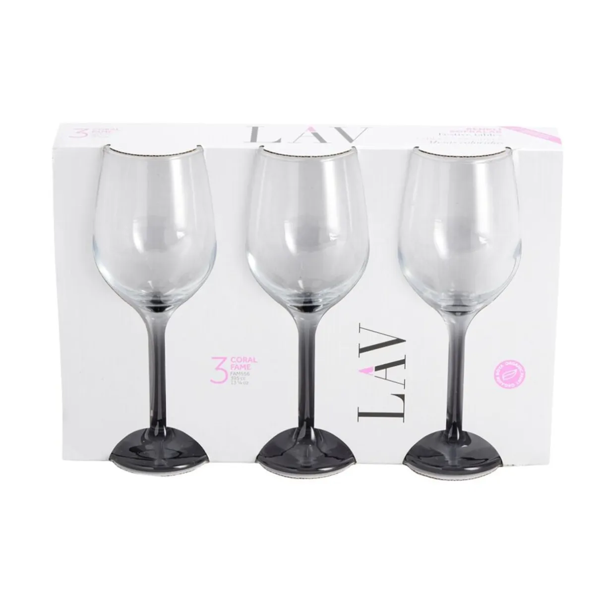 Verre à vin x3 avec pied gris fumé 39,5cl < Gifi Hot