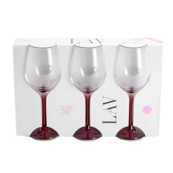 Verre à vin x3 avec pied rouge fumé 39,5cl < Gifi Best