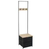 Vestiaire d'entrée 3 patères 2 tiroirs bois et métal noir 45x40xH178cm