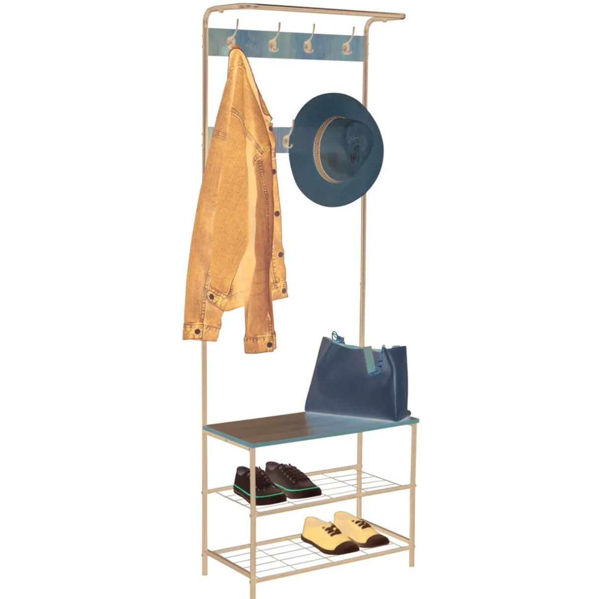 Vestiaire 3en1 avec patères et étagères métal 60x30xH170cm (2 modèles) < Gifi Best