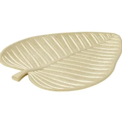 Vide poche forme feuille en bois doré 38x30xH4cm