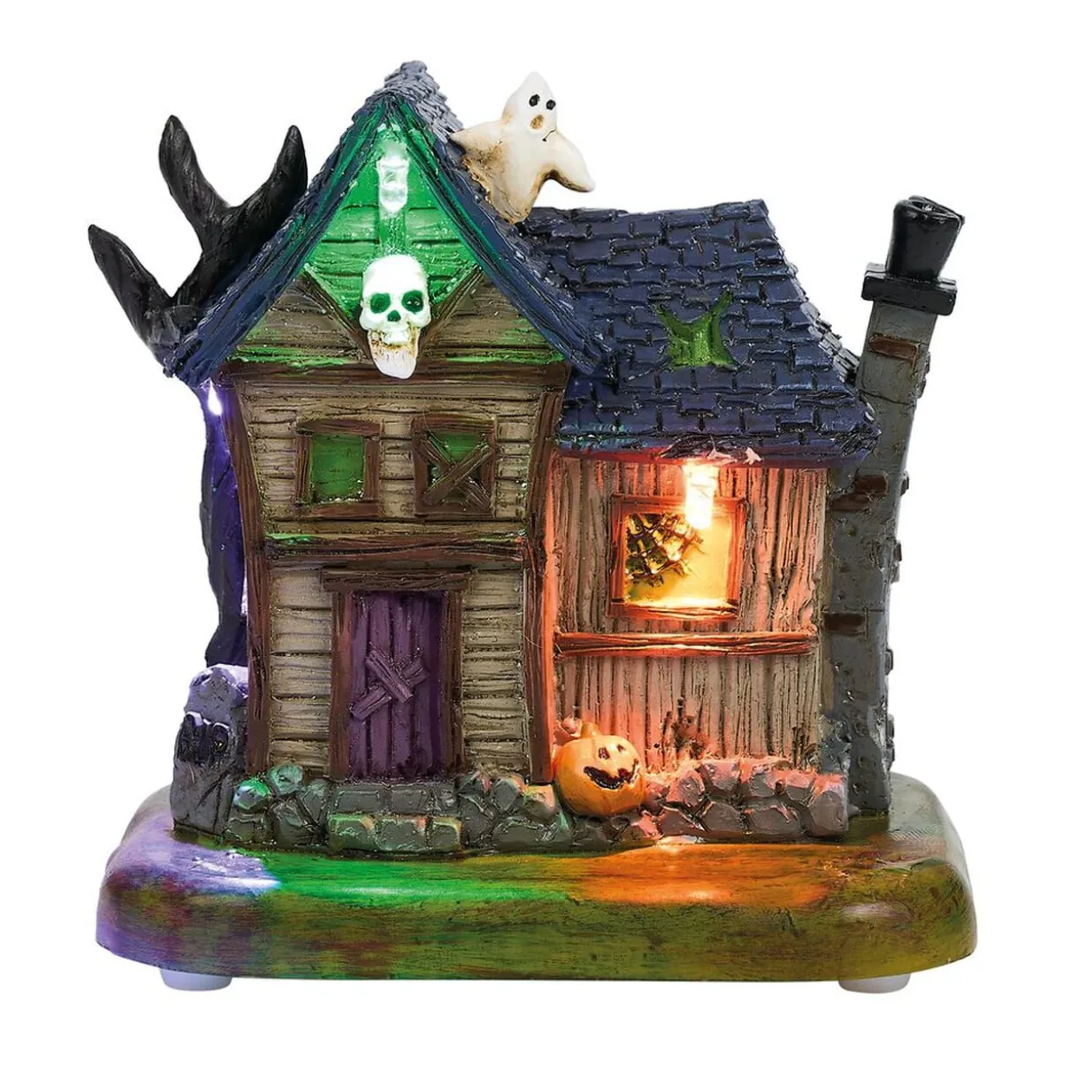 Village animé Halloween à piles manoir H10,5cm