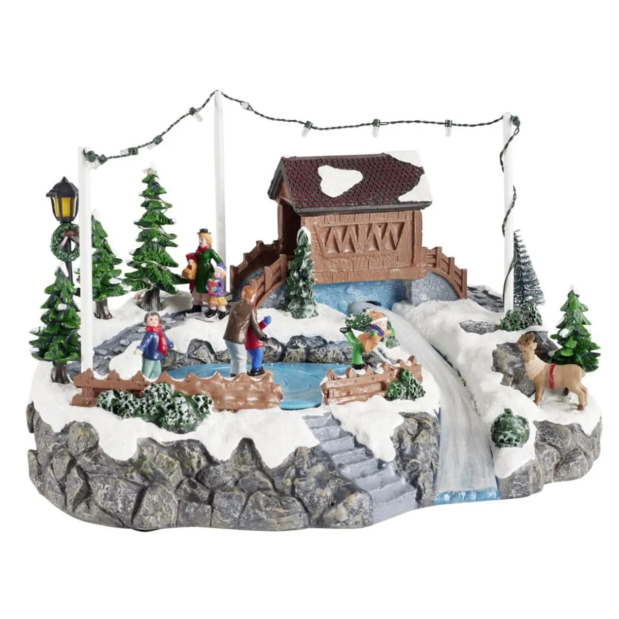 Village de Noël animé LED et sa patinoire 32,5x22xH20cm < Gifi Sale