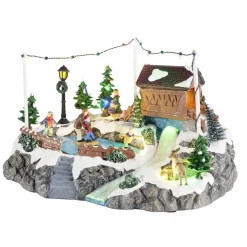 Village de Noël animé LED et sa patinoire 32,5x22xH20cm < Gifi Sale
