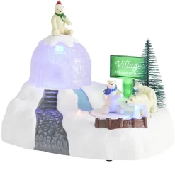 Village de Noël animé LED ours polaire 20x14xH16cm