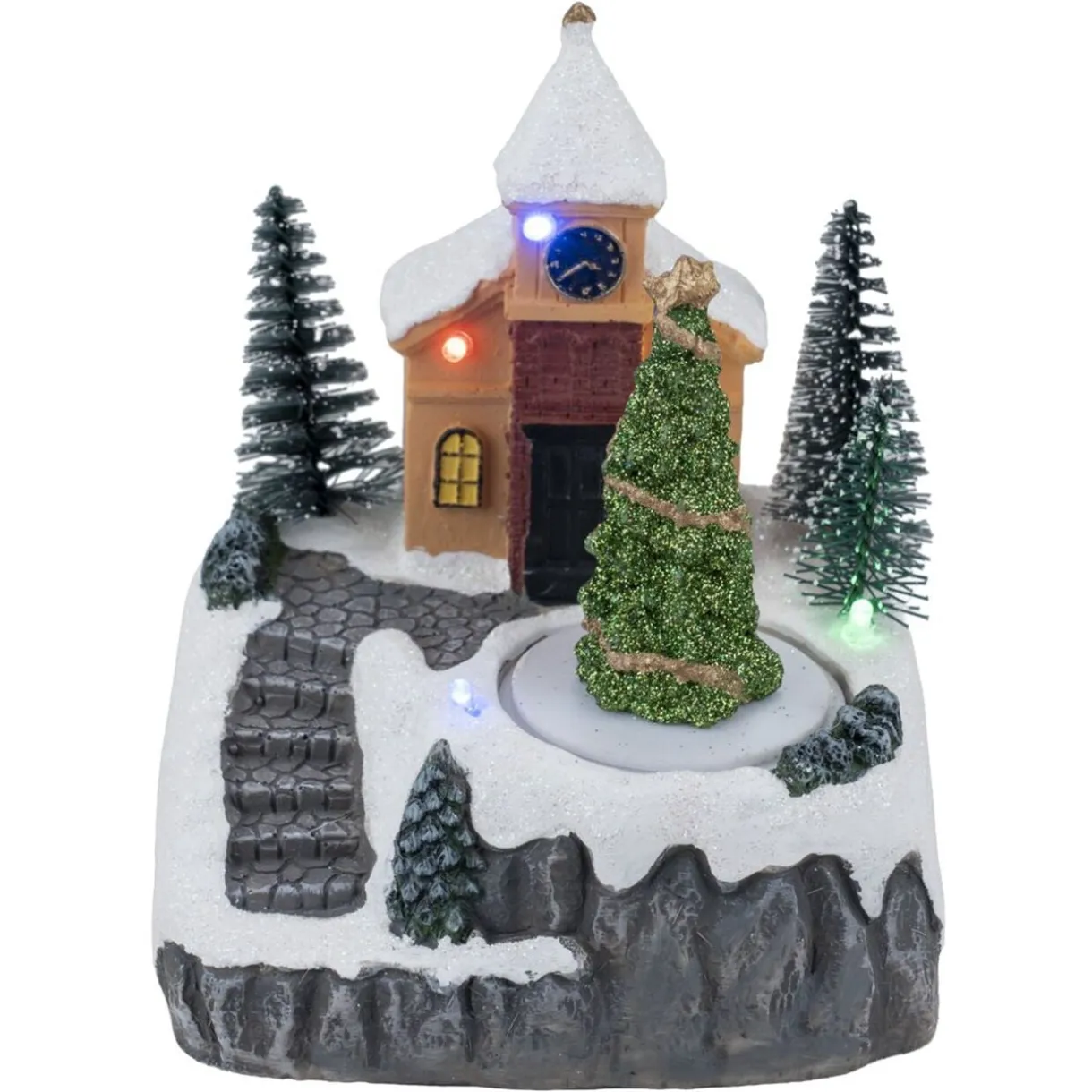 Village de Noël animé LED scène patinoire 11,5x10,5xH13,5cm (3 modèles) < Gifi Hot