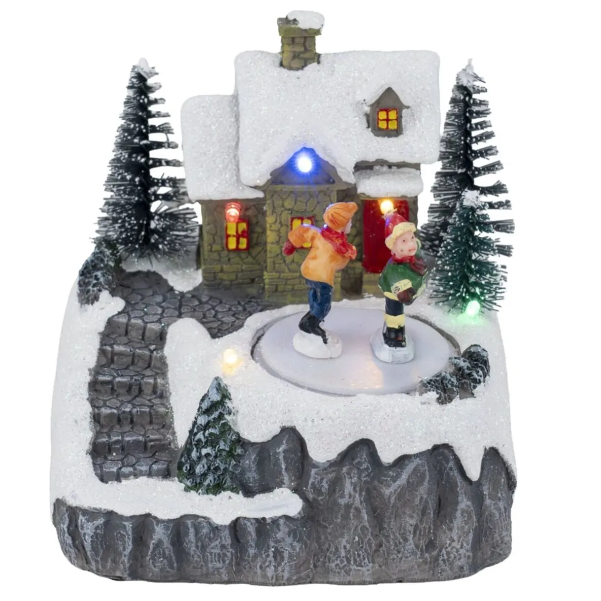 Village de Noël animé LED scène patinoire 11,5x10,5xH13,5cm (3 modèles) < Gifi Hot