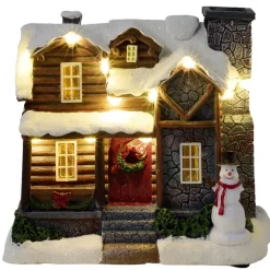 Village de Noël LED animé scène fumée de cheminée 15x8xH13cm < Gifi