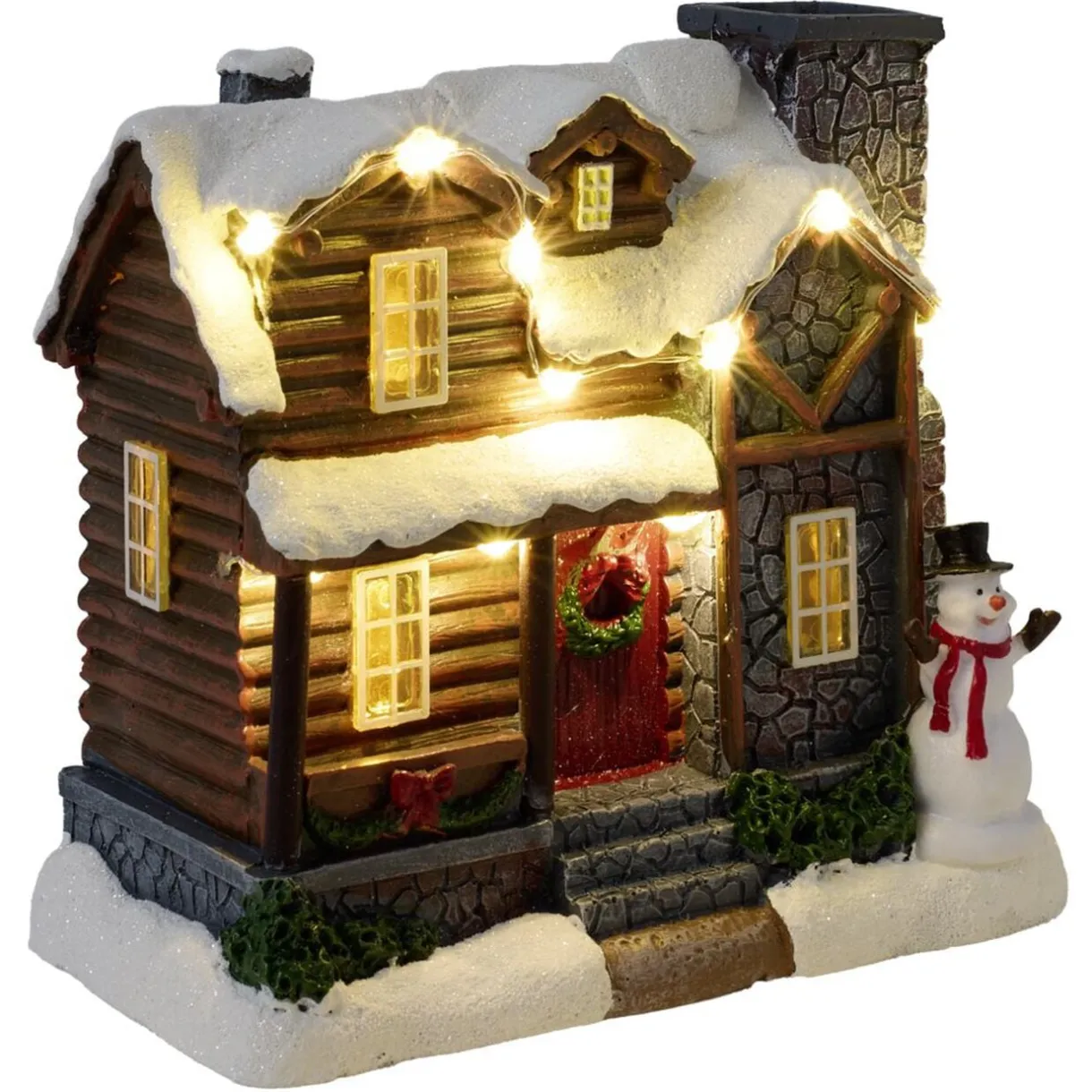 Village de Noël LED animé scène fumée de cheminée 15x8xH13cm < Gifi
