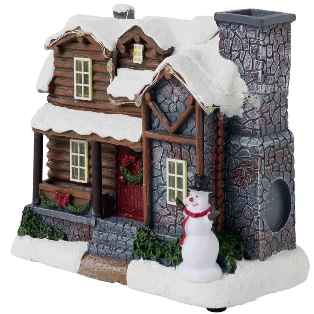 Village de Noël LED animé scène fumée de cheminée 15x8xH13cm < Gifi