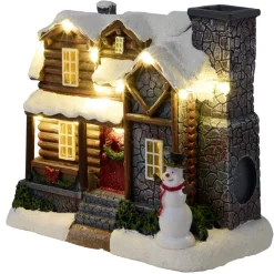 Village de Noël LED animé scène fumée de cheminée 15x8xH13cm < Gifi