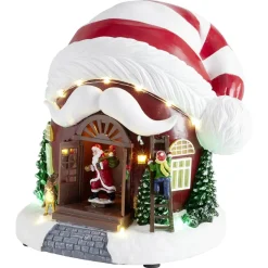 Village de Noël LED animé scène maison bonnet 21x20xH21,5cm