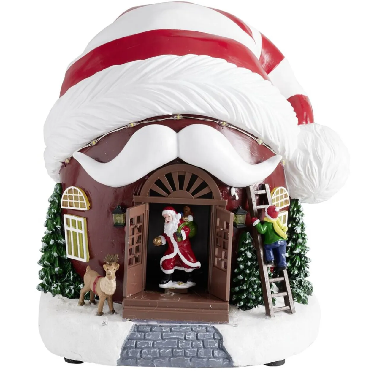 Village de Noël LED animé scène maison bonnet 21x20xH21,5cm