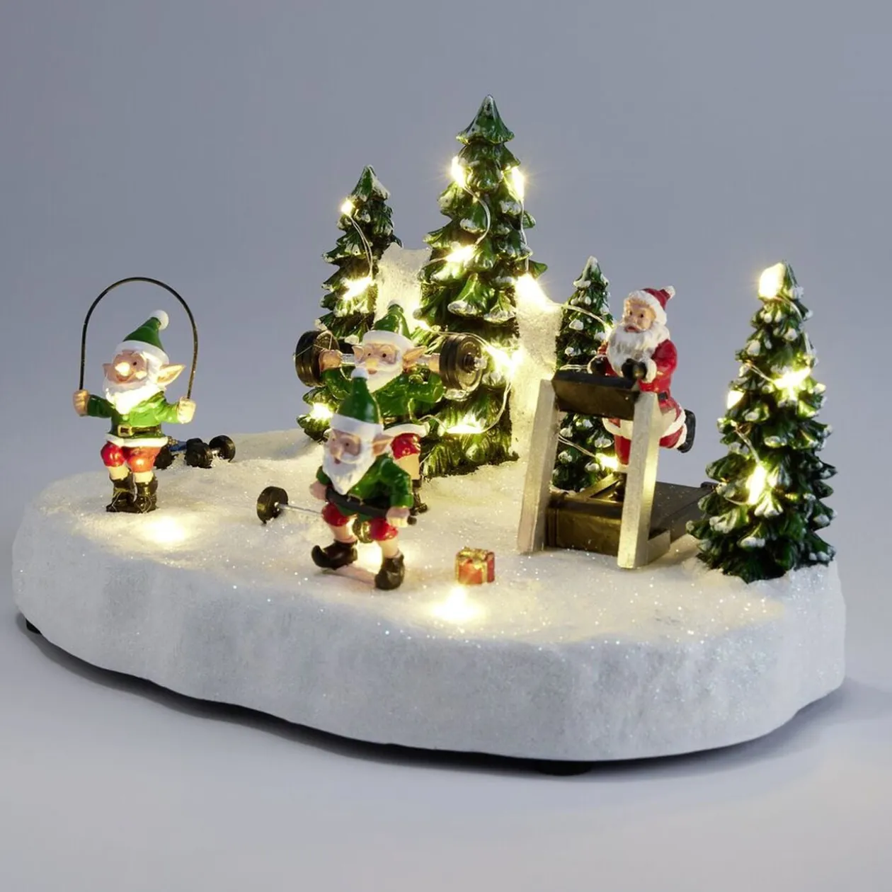 Village de Noël LED scène activité sport du Père Noël 23x15xH14cm