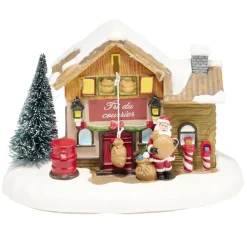 Village de Noël lumineux et animé LED courrier du Père Noël 21,5x12xH14cm