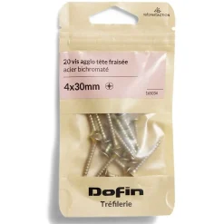 20 vis agglo tête fraisée acier bichromaté - 4x30 mm