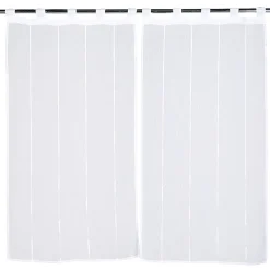 Vitrage droit à passants effet lin rayure blanc x2 < Gifi New