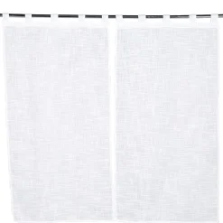 Vitrage droit à passants x2 effet lin blanc uni 60x90cm < Gifi Sale
