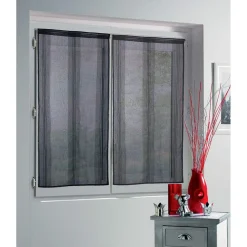 Vitrage droit passe tringle uni noir 60x90 cm x2 < Gifi New