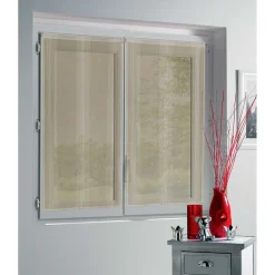 Vitrage droit passe tringle uni taupe 60x160 cm x2 < Gifi Outlet