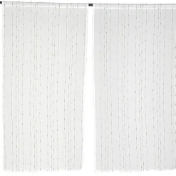 Vitrage droit passe tringle x2 blanc broderie fil gris 60x90cm < Gifi