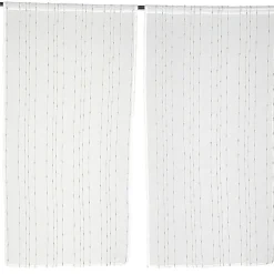 Vitrage droit passe tringle x2 blanc broderie fil gris 60x160cm