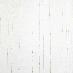 Vitrage droit passe tringle x2 blanc broderie fil beige 60x90cm